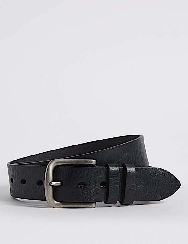 Leather Rectangular Buckle Denim Belt