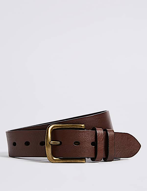 Leather Rectangular Buckle Denim Belt