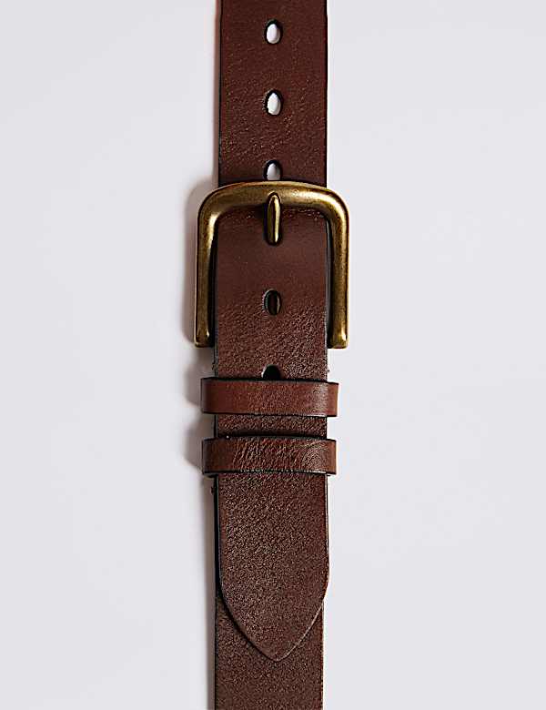 Leather Rectangular Buckle Denim Belt