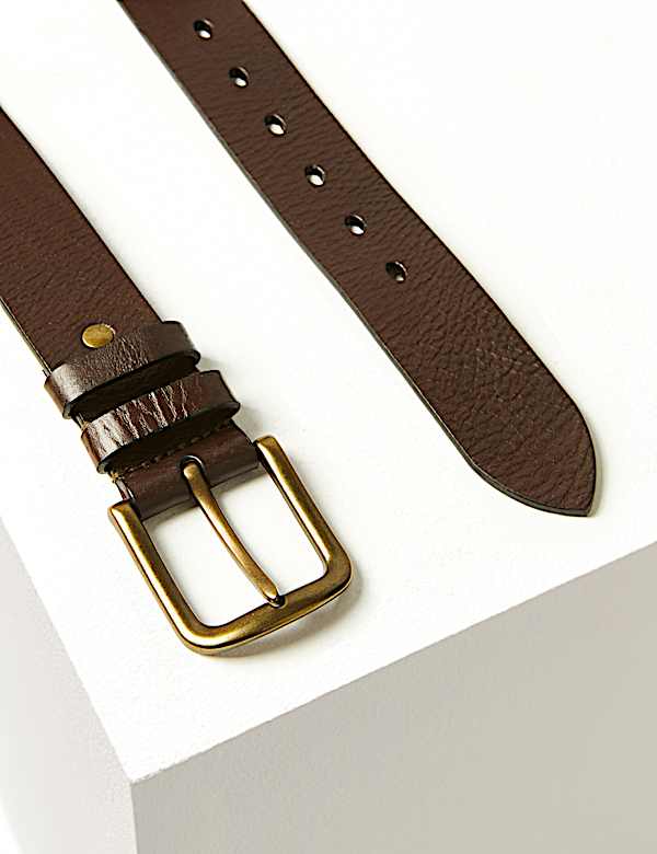Leather Rectangular Buckle Denim Belt
