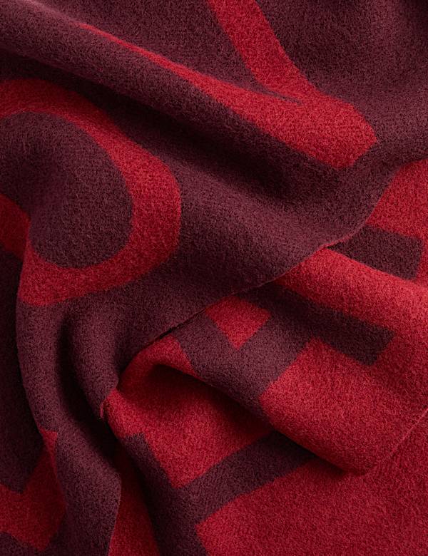 Wool Blend Slogan Oversized Scarf - GR