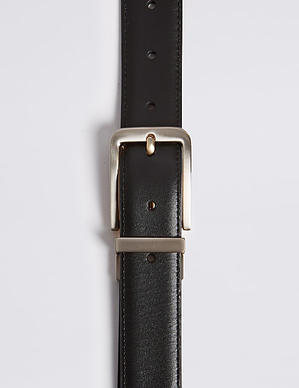 Leather Rectangular Buckle Reversible Belt