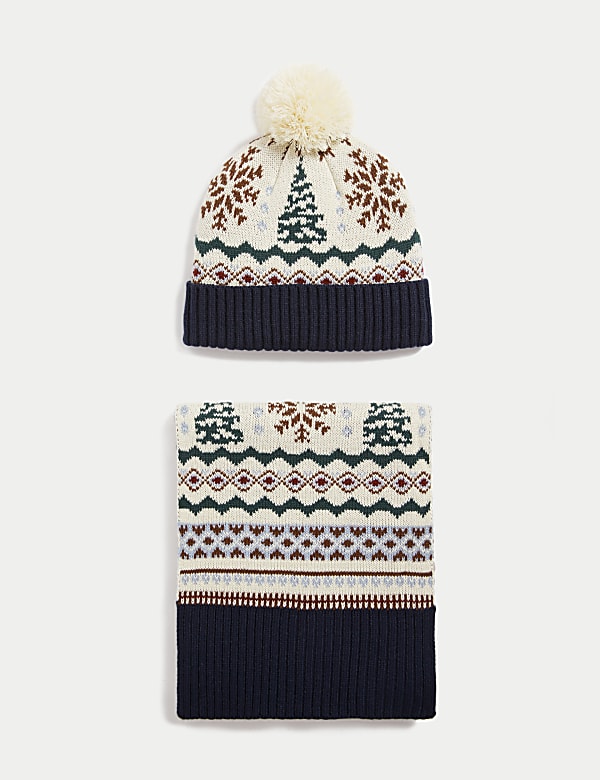 Fair Isle Hat and Scarf Set - LV