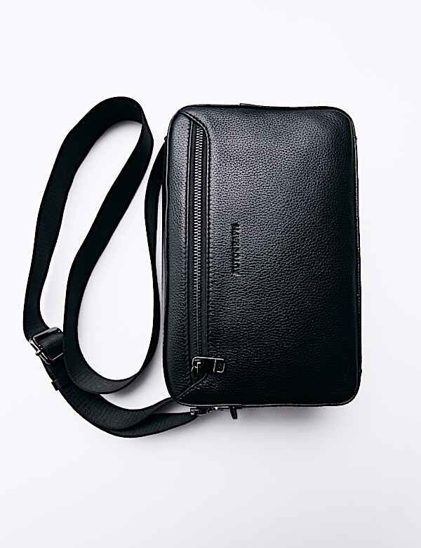 Leren crossbody-tas met kiezelpatroon - BE