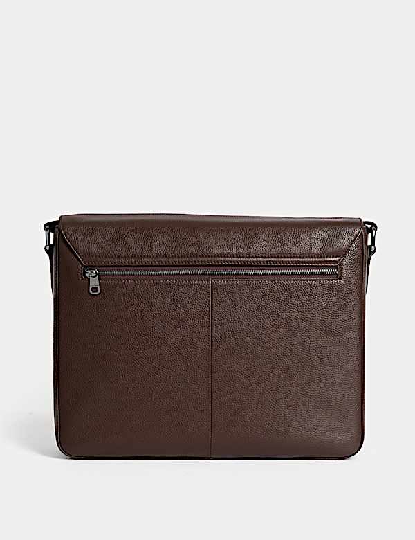 Leren koerierstas met kiezelpatroon - BE