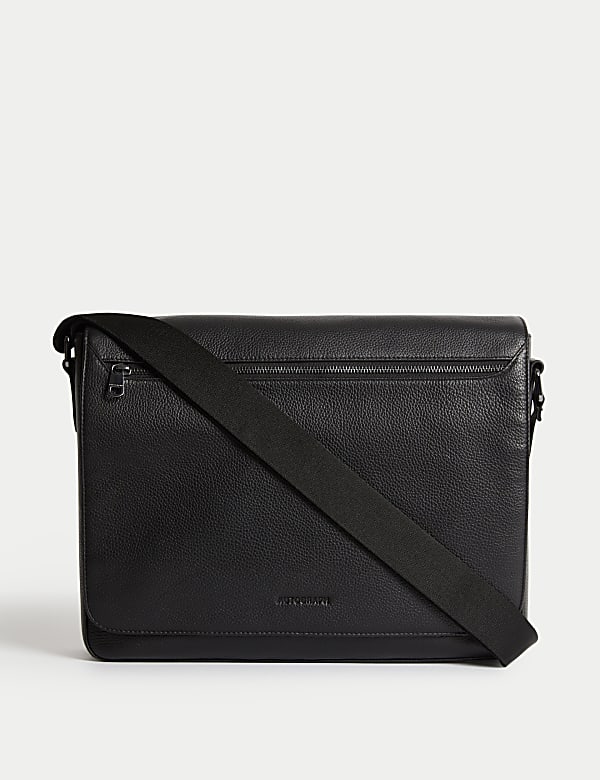 Leather Pebble Grain Messenger Bag - VN