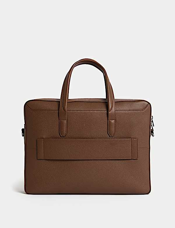 Leather Pebble Grain Laptop Bag - AT