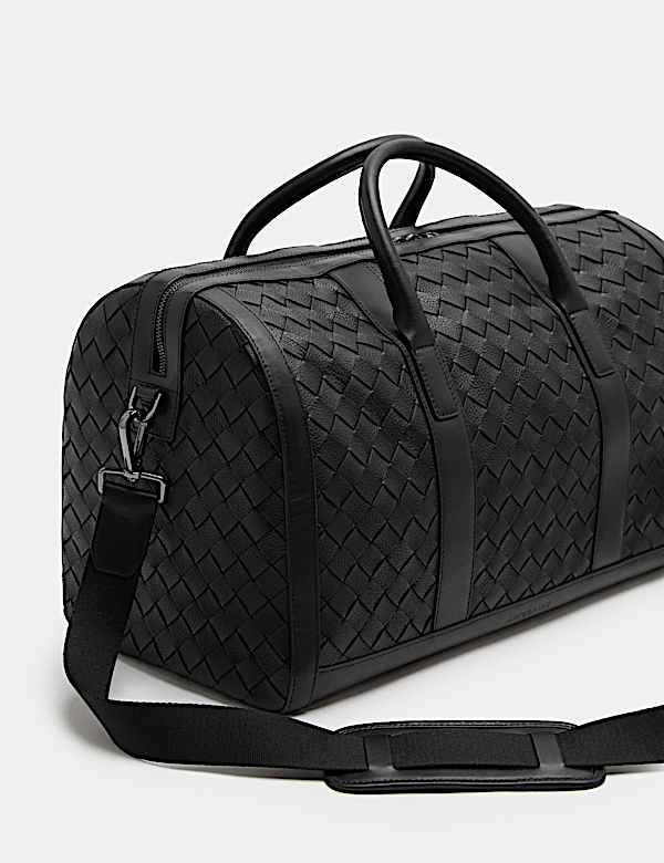 Leather Woven Buckle Weekend Bag - AL