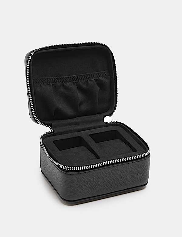 Leather Zip Double Watch Box - JE