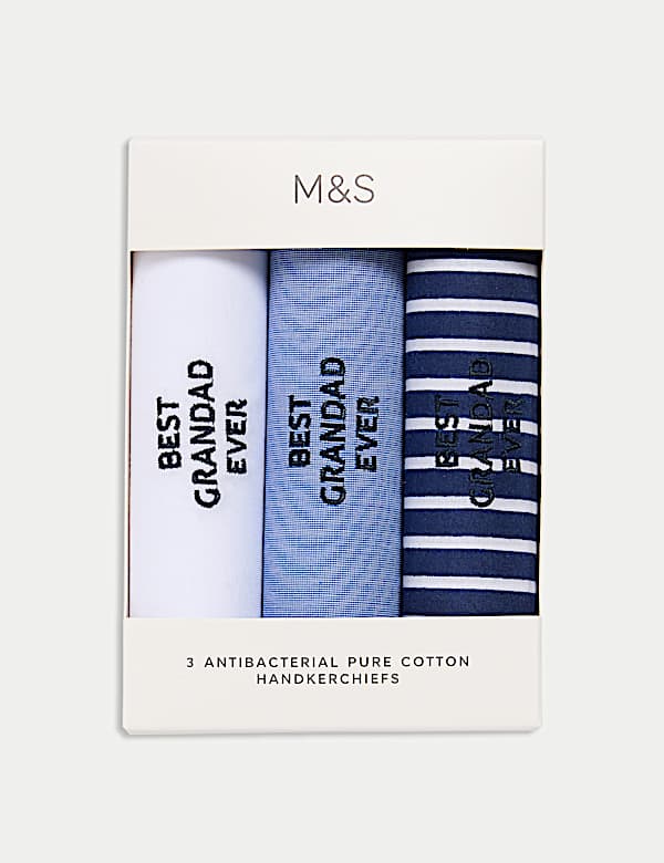 3pk Antibacterial Pure Cotton Handkerchiefs - CA