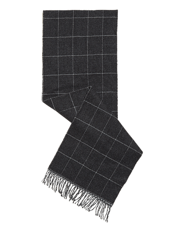 Reversible Windowpane Check Scarf