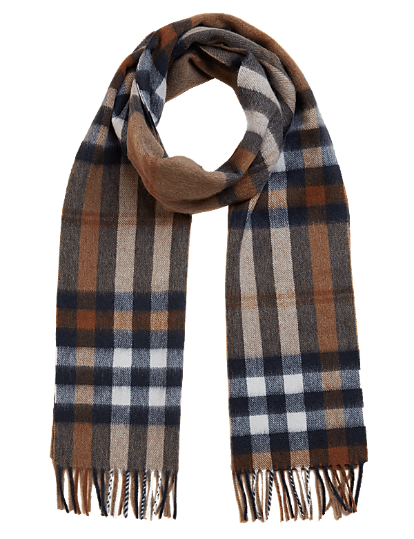 Pure Merino Wool Checked Scarf