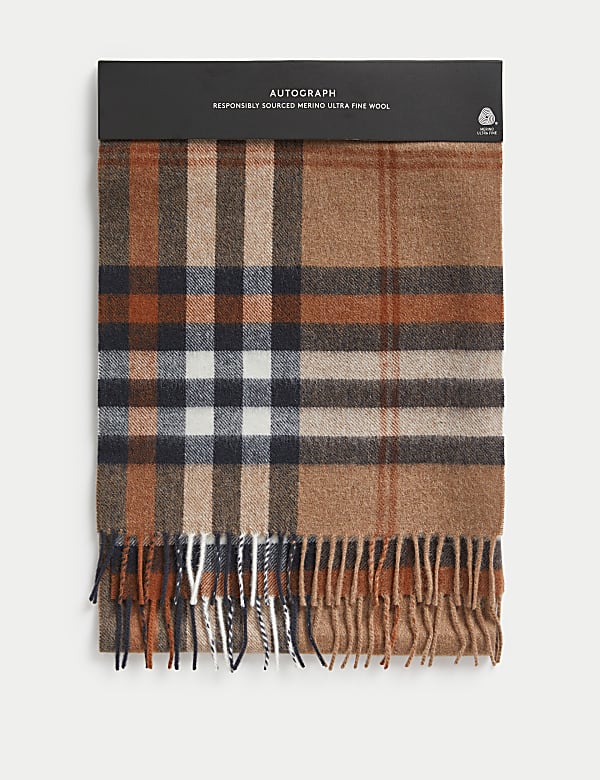 Merino Wool Checked Scarf