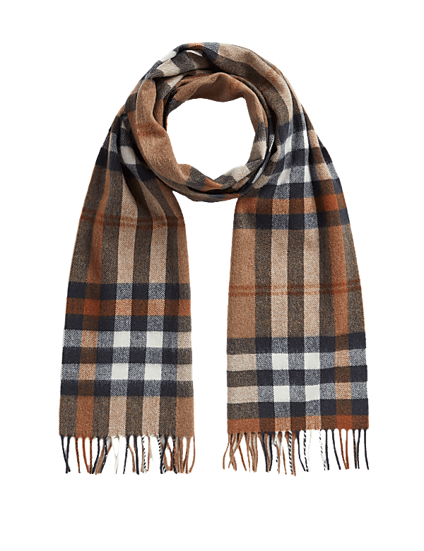 Merino Wool Checked Scarf