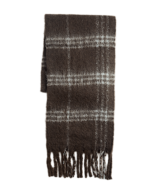 Chunky Checked Scarf with Wool