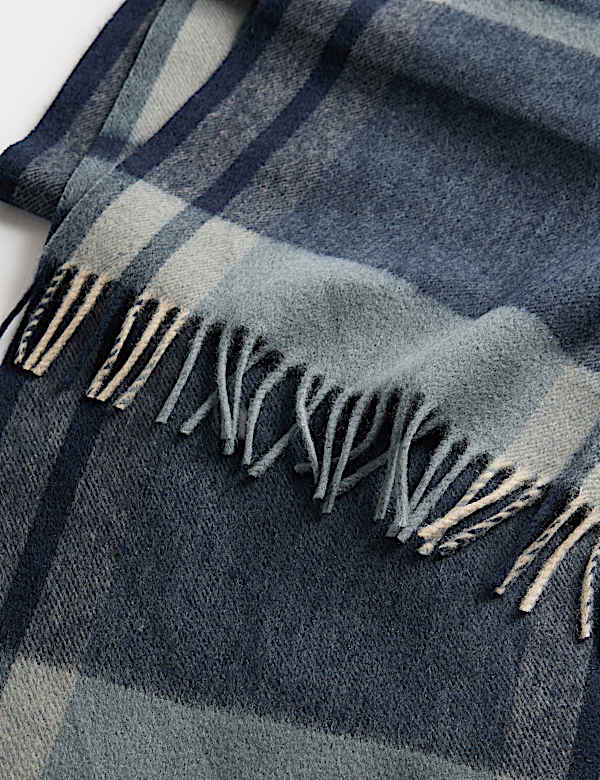 Merino Wool Checked Scarf
