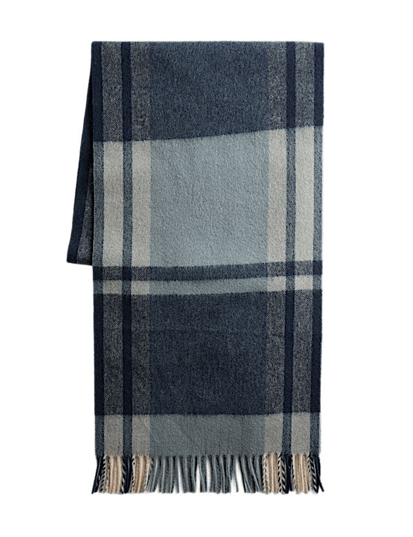 Merino Wool Checked Scarf