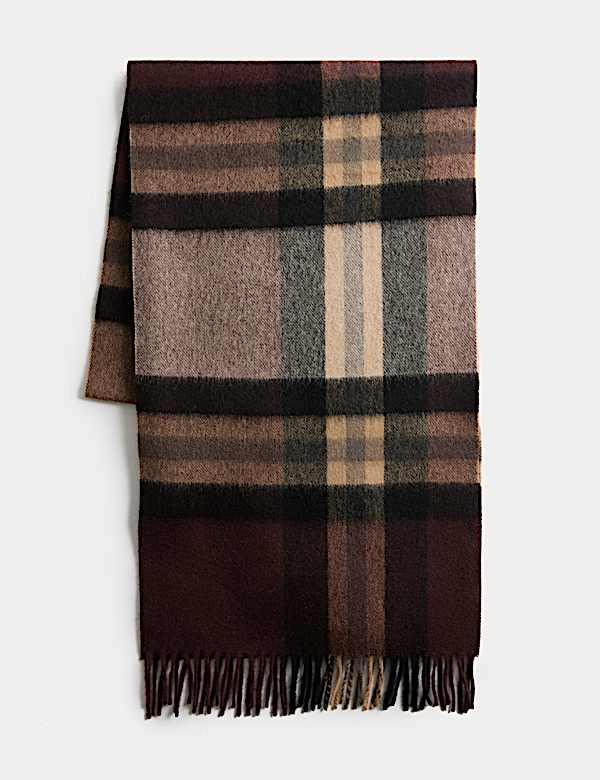 Merino Wool Checked Scarf - CN
