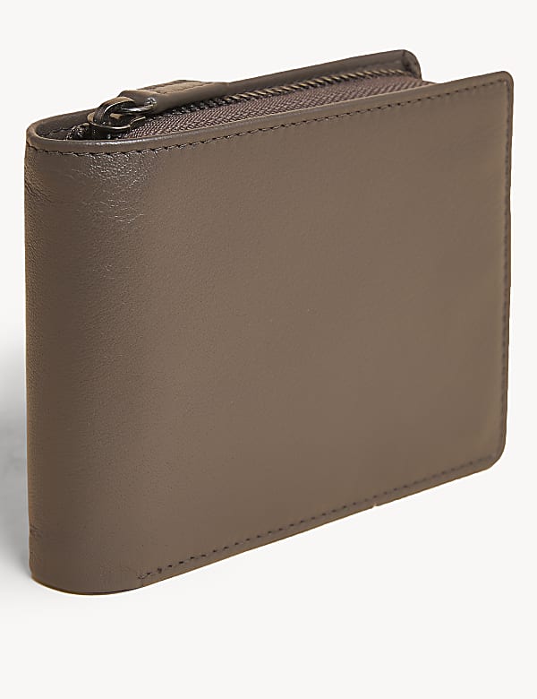 Leather Zip Bi Fold Cardsafe Wallet BLACK Bags M S JP