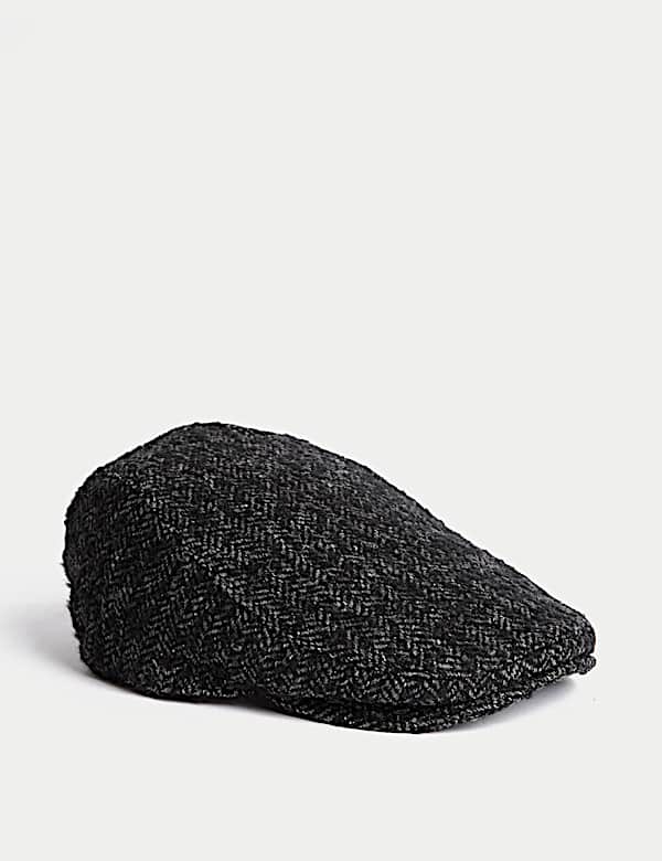 Wool Blend Herringbone Flat Cap - DE