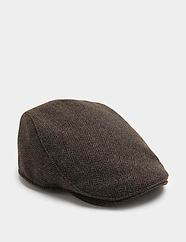 Pure Wool Herringbone Flat Cap - HU