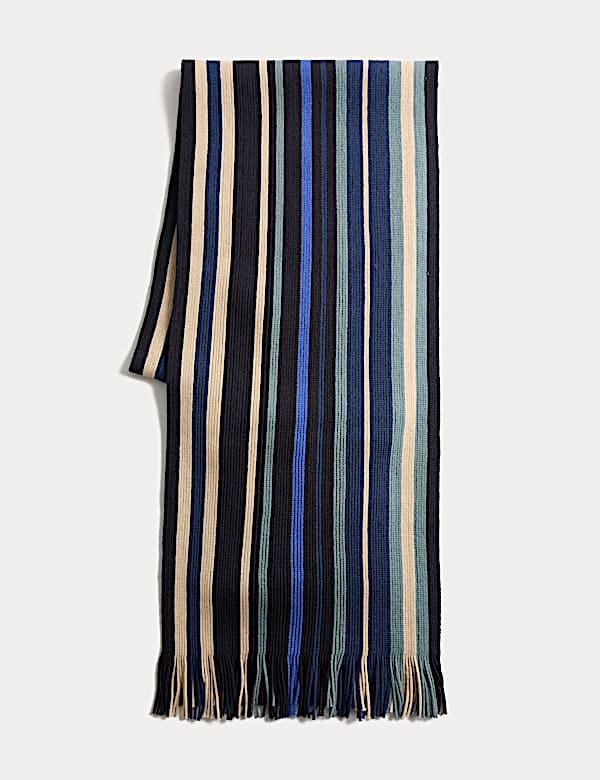 Striped Knitted Scarf - BE