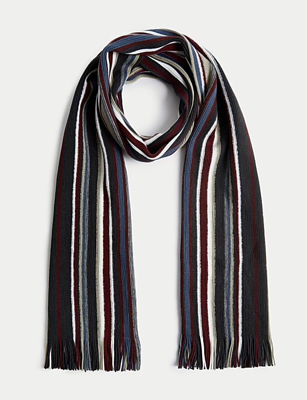 Striped Knitted Scarf - NL