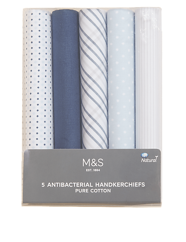 5pk Pure Cotton Handkerchiefs