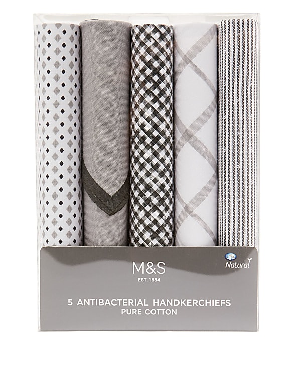 5pk Pure Cotton Printed Handkerchiefs