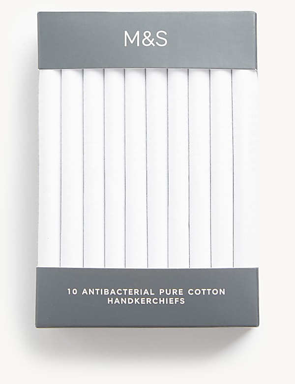 10pk Antibacterial Pure Cotton Handkerchiefs with Sanitized Finish® - AL