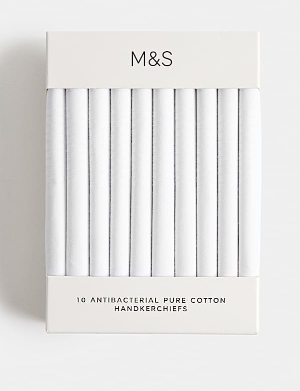10pk Antibacterial Pure Cotton Handkerchiefs with Sanitized Finish&reg; - FI