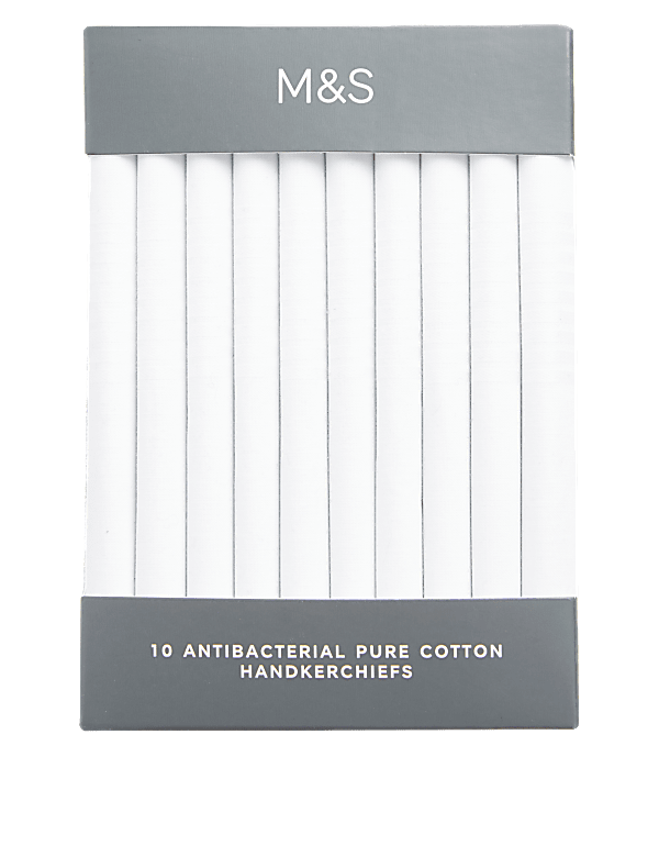 10pk Antibacterial Pure Cotton Handkerchiefs with Sanitized Finish®