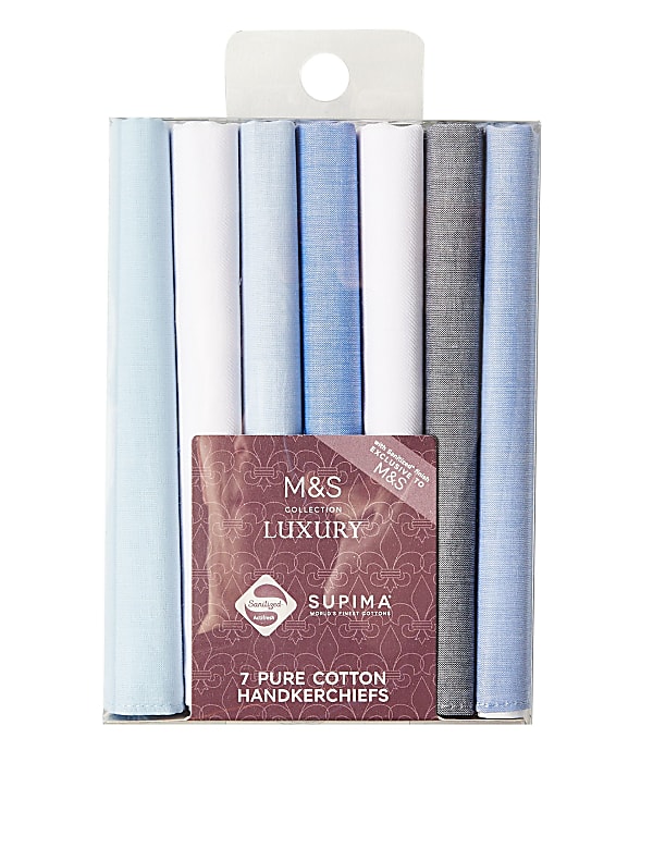 7pk Antibacterial Pure Cotton Handkerchiefs with Sanitized Finish®