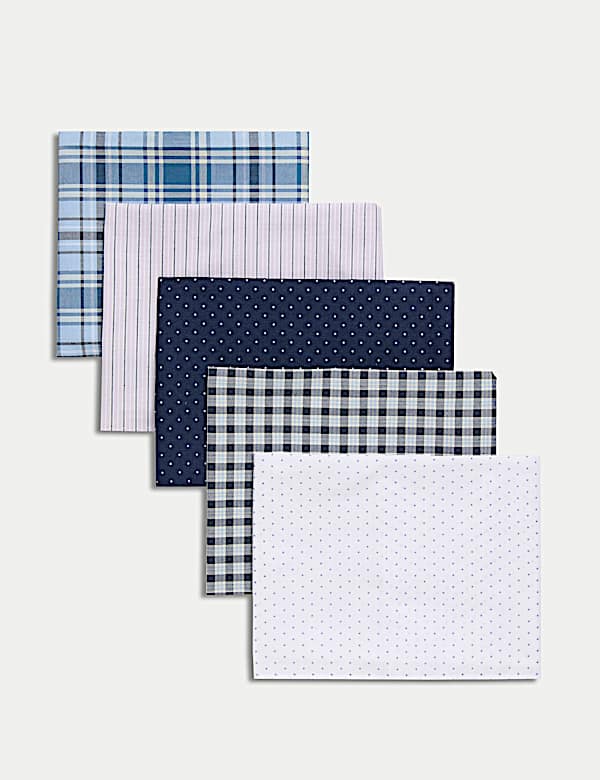 5pk Pure Cotton Patterned Handkerchiefs