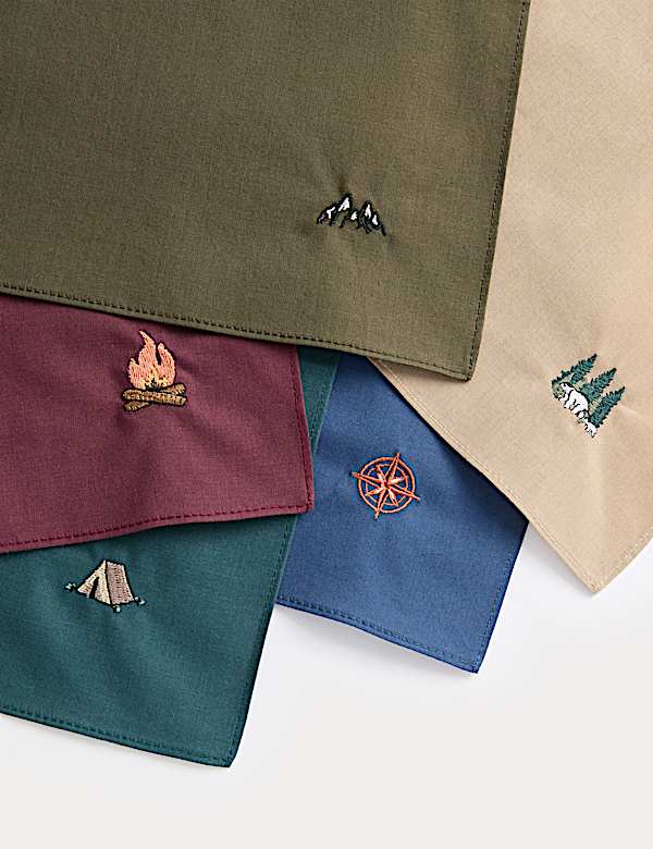 Lot de 5 mouchoirs antibactériens 100 % coton - BE