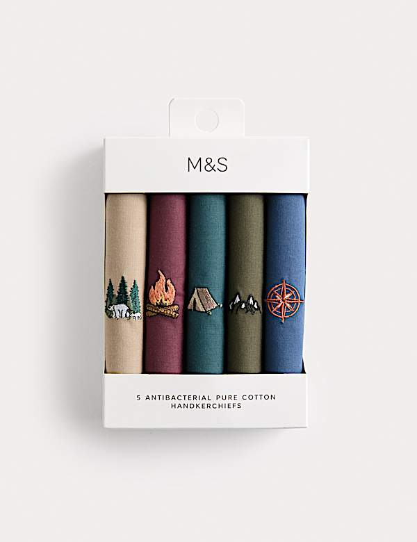 Lot de 5 mouchoirs antibactériens 100 % coton - BE