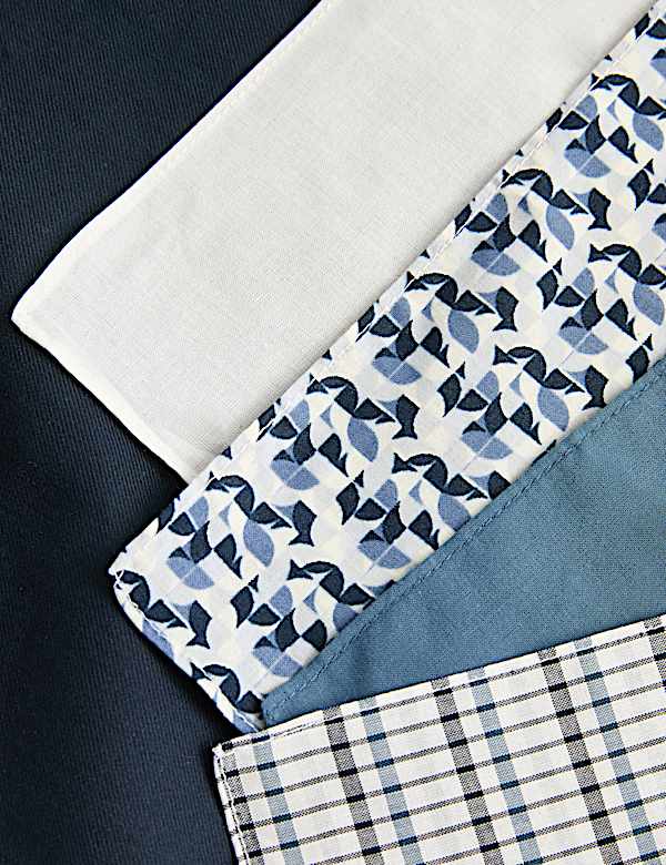 5pk Pure Cotton Antibacterial Handkerchiefs - CA