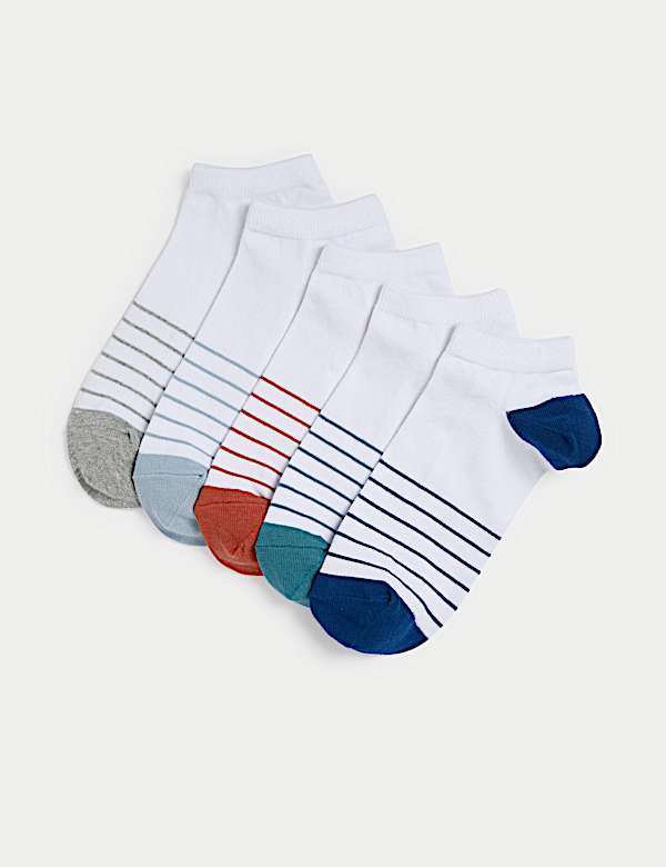 Lot de 5 paires de socquettes Trainer Liners™ à rayures Cool & Fresh™ - CA