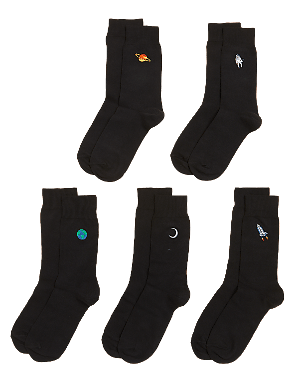 5pk Cool & Fresh™ Embroidered Socks