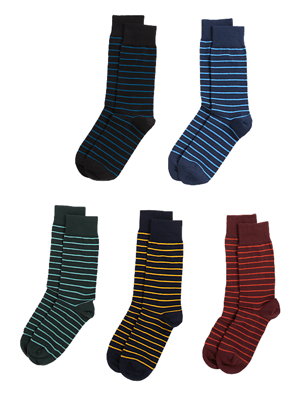 5pk Cool & Fresh™ Striped Cotton Rich Socks