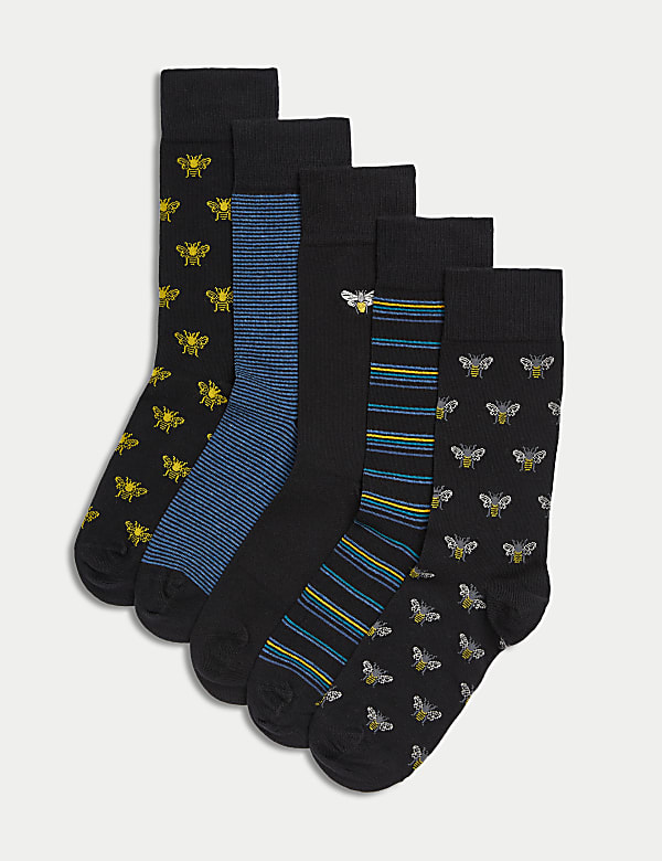 Pack de 5 pares de calcetines Cool & Fresh™ de algodón con diseño de abejas - US