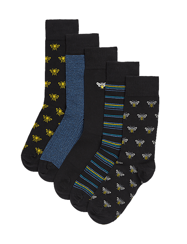 5pk Cool & Fresh™ Bee Cotton Rich Socks