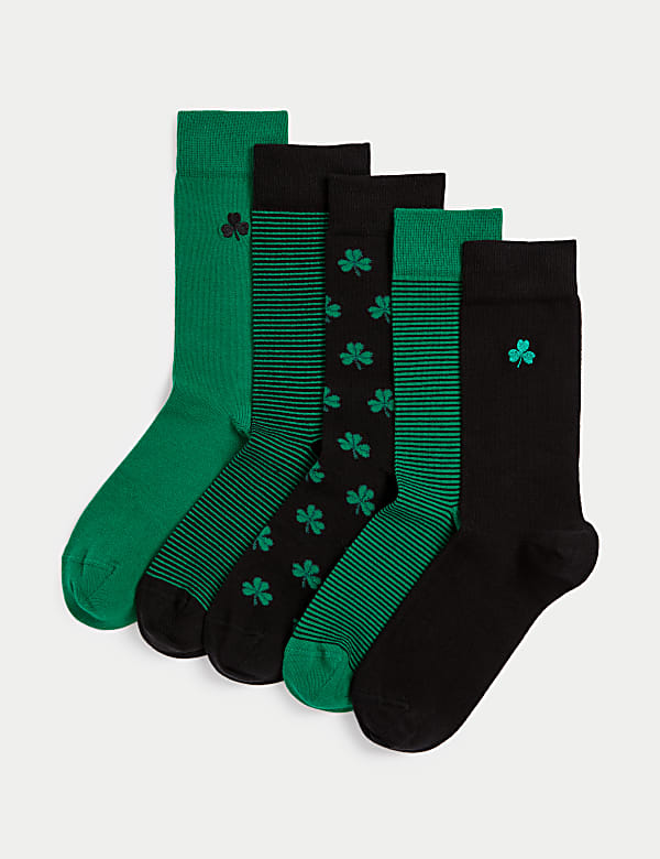 Pack de 5 pares de calcetines Cool & Fresh™ de algodón con estampado de San Patricio - US
