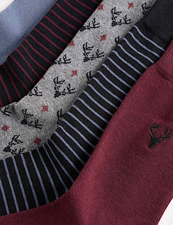 5 Pack Cool & Fresh&trade; Stag Cotton Rich Socks
