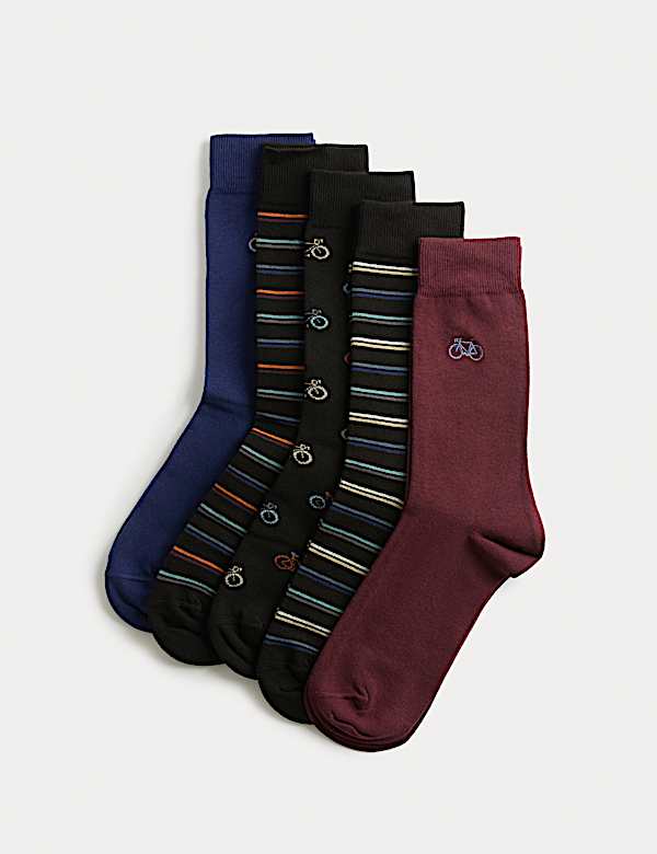 5pk Cool & Fresh™ Bike Cotton Rich Socks - TW