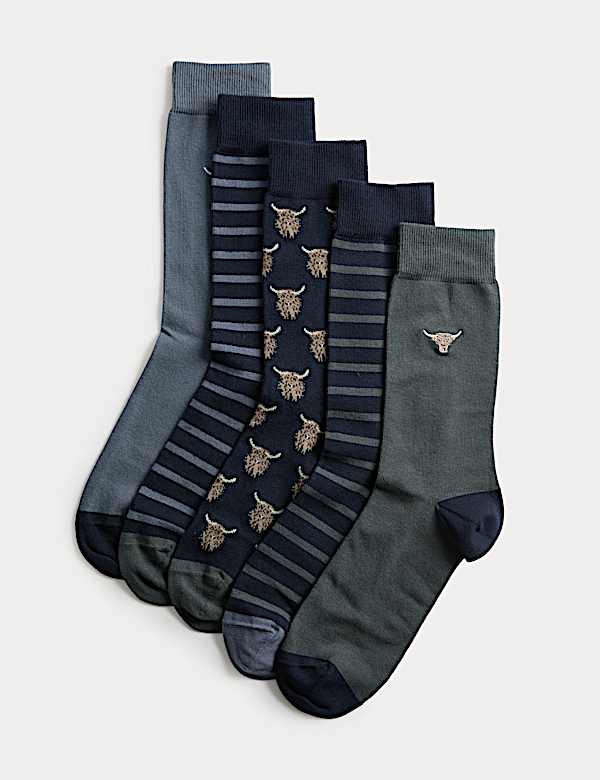 5er-Pack Cool and Fresh™ Hochlandrind-Socken mit hohem Baumwollanteil - DE