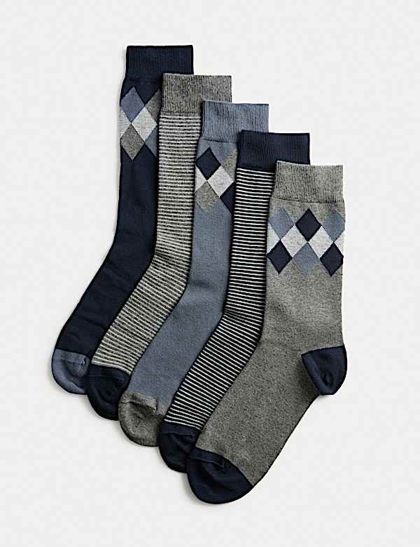 Lot de 5 paires de chaussettes Cool & Fresh™ en coton motif argyle - LU
