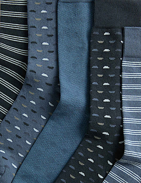 5 Pack Cool & Fresh Geometric Cotton Rich Socks