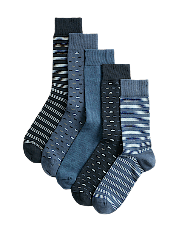 5 Pack Cool & Fresh Geometric Cotton Rich Socks