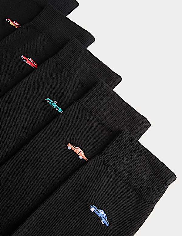 5 Pack Cool & Fresh&trade; Vintage Car Cotton Rich Socks